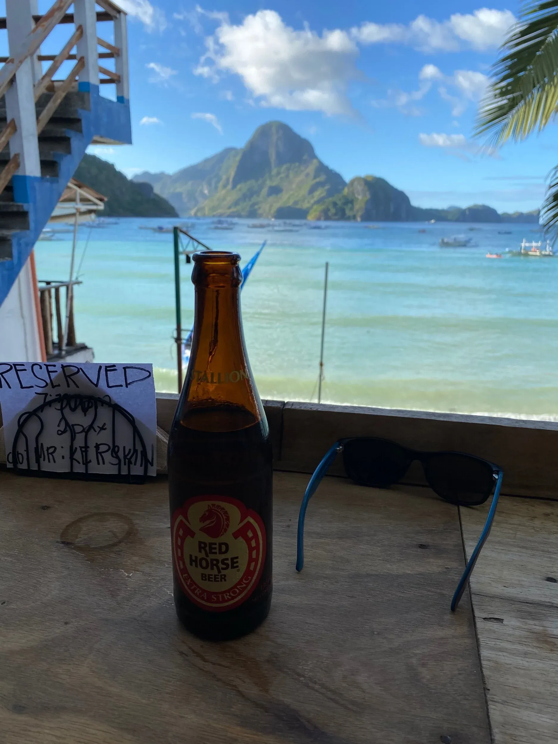 A hard-earned beer after a strong headwind on the paddle back to Palawan. I believe this to be the dinner that caused some stomach turbulence for the next two days.