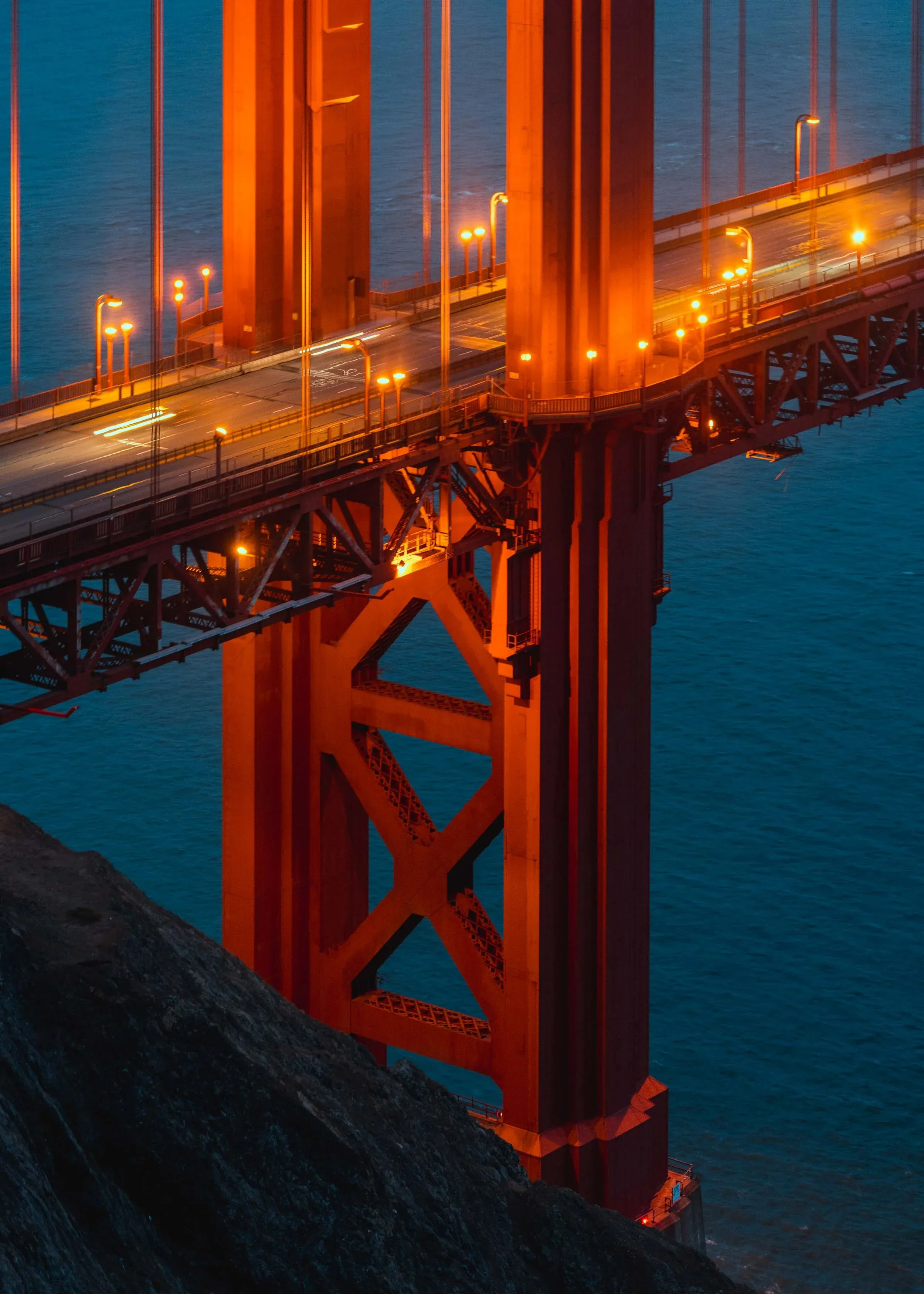 Portrait in mixed warm and cool light at dusk.