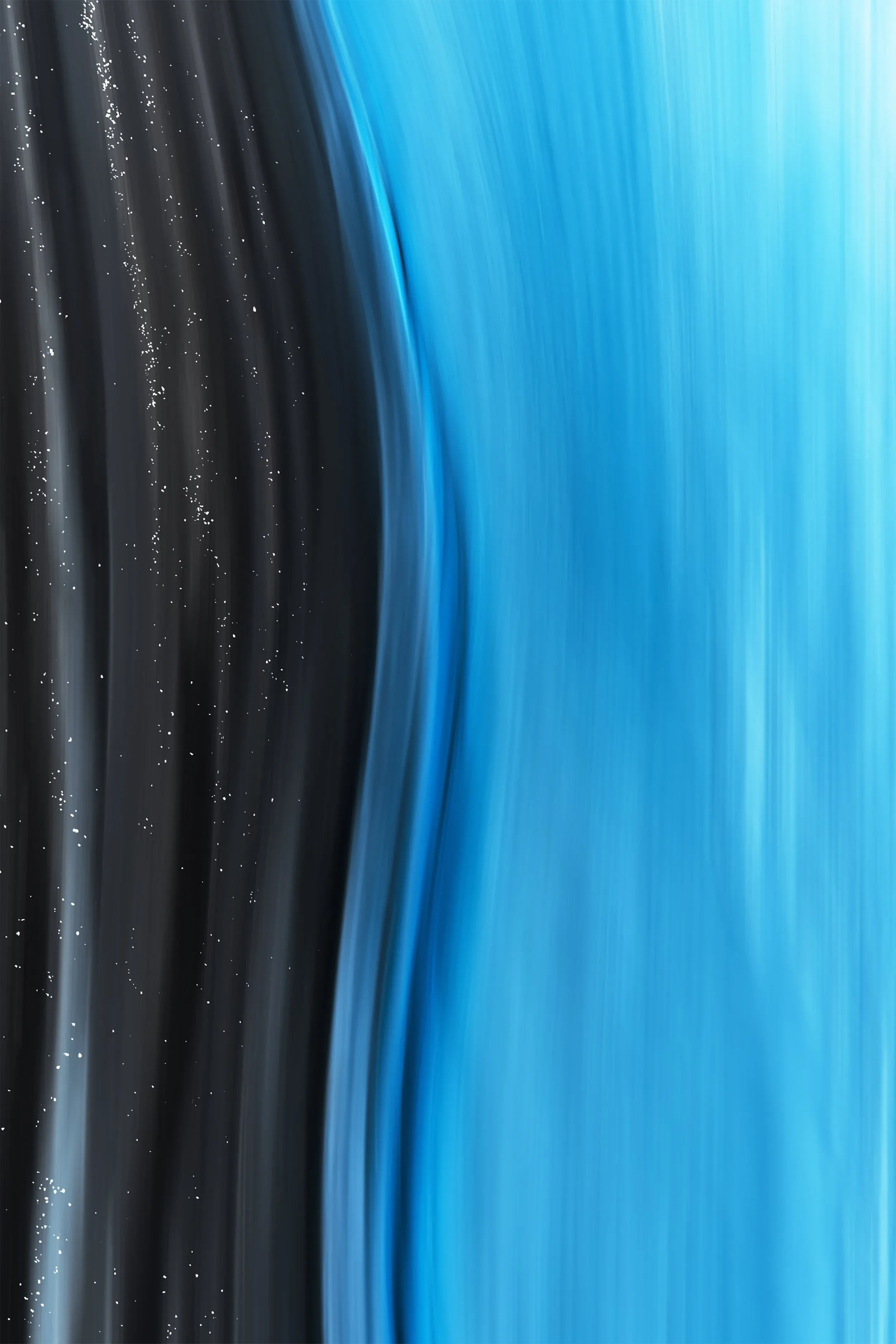 Figure at shoreline with deep blue water and broad sky.